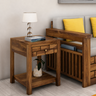 Italian Solid Sheesham Wood Side Table With One Drawer - 3 Years Warranty