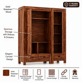 Armania Solid Sheesham Wood Dual Wardrobe/Almirah - 3 Years Warranty