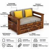 Italian Solid Sheesham Wood Two Seater Sofa - 3 Years Warranty