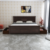 Armania Solid Sheesham Wood Bed With Two Drawer Storage - 3 Years Warranty