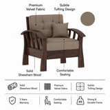 CROWN Solid Sheesham Wood Single Seater Sofa - 3 Year Warranty (LUXE EDITION)
