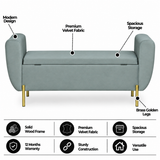 ELLEY Upholstered Ottoman Bench With Storage - 12 Months Warranty(Grey)