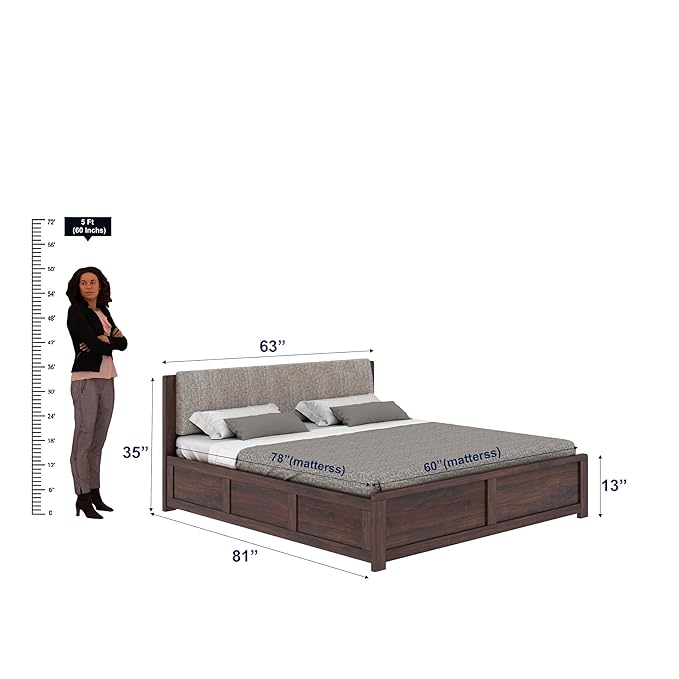 Boston Solid Sheesham Wood Bed With Box Storage - 3 years Warranty