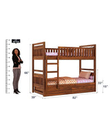 Swift Solid Sheesham Wood Bunk Bed With Ladder & Two Drawer Storage - 1 Year Warranty