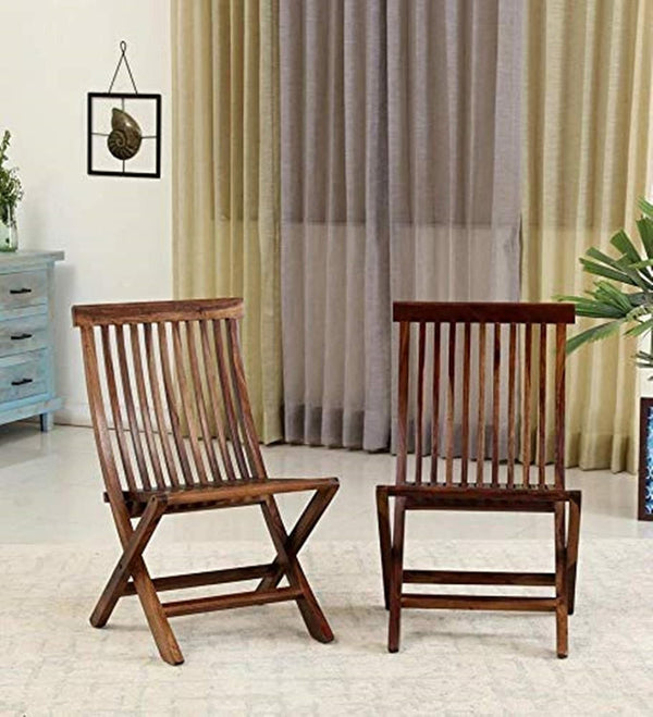 Retro Solid Sheesham Wood Set of-2 Folding Chair  - 3 years Warranty