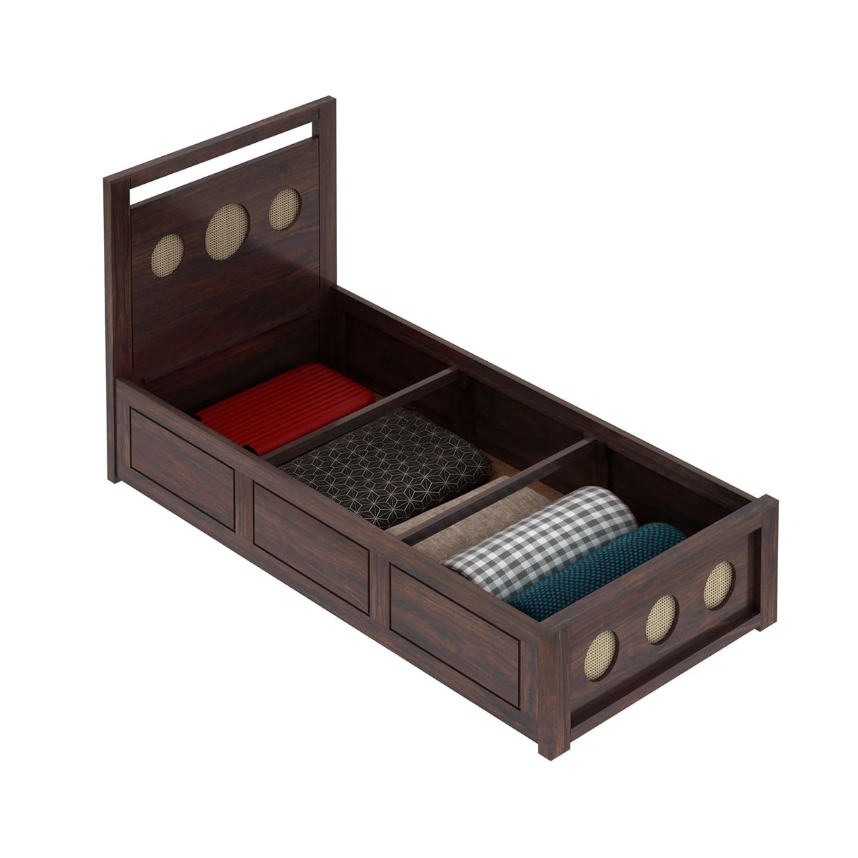 Cosmos Solid Sheesham Wood Single Size Bed With Box Storage - 3 years Warranty