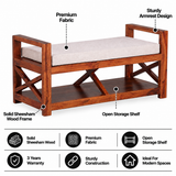 Foster Solid Sheesham Wood Bench - 3 Years Warranty