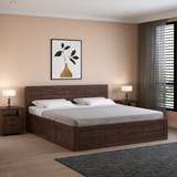 SKYLER Solid Sheesham Wood Box Storage Bed - 3 years Warranty