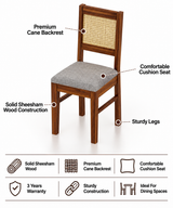 Syrus Rattan Solid Sheesham Wood Office/Study/Dining Chair - 3 Years Warranty