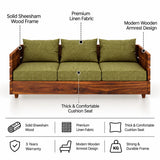 Cairo Solid Sheesham Wood 3 Seater Sofa - 3 Year Warranty (LUXE EDITION)