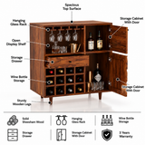 Raj Solid Sheesham Wood Bar Cabinet - 3 Year Warrranty