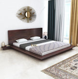 Lurid Solid Sheesham Wood Low Height Platform Bed with bedsides - 3 years Warranty