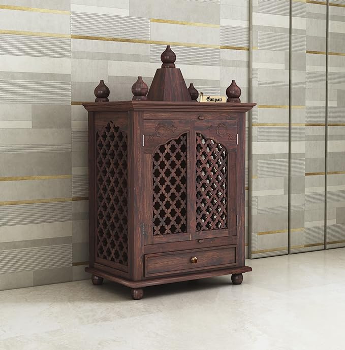 Aastha Solid Sheesham Wood Mandir - 3 years Warranty