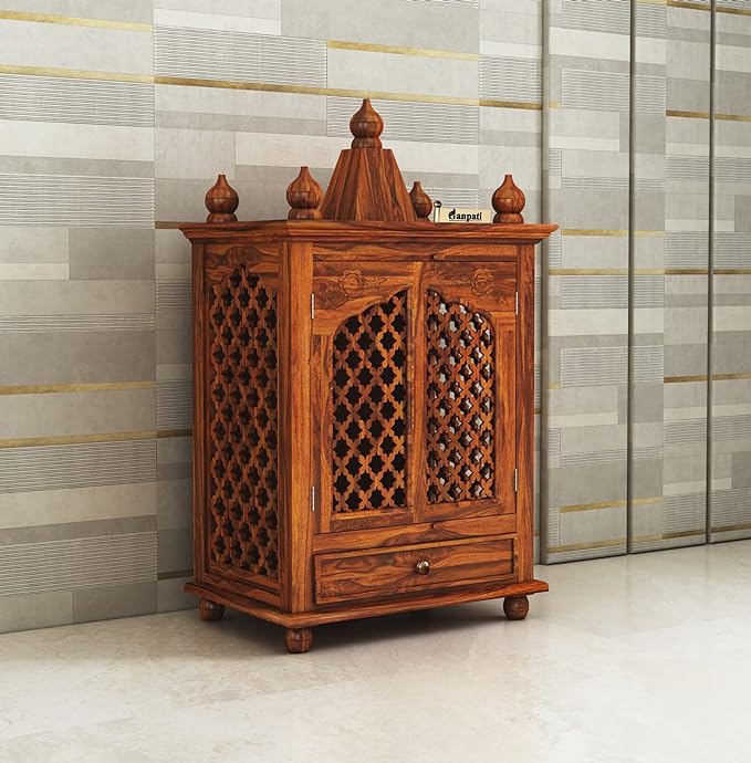 Aastha Solid Sheesham Wood Mandir - 1 Year Warranty