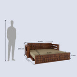 OSLO Solid Sheesham Wood 3 Seater Sofa Cum Bed With Headboard and Mini Storage - 3 Years Warranty