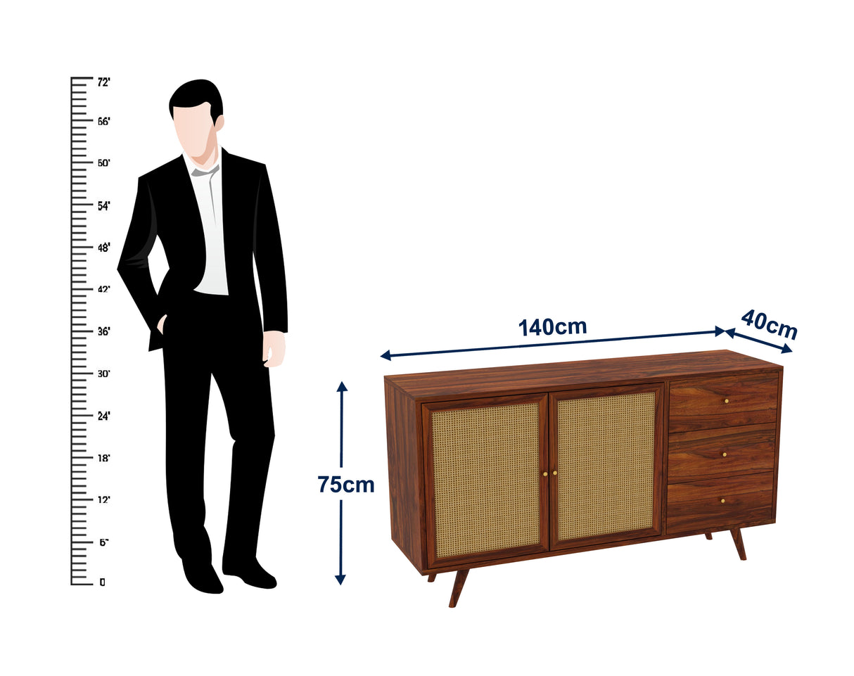 Syrus Solid Sheesham Wood Sideboard -  3 Years Warranty