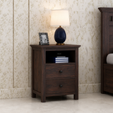 Swift Solid Sheesham Wood Bedside Table With Two Drawer Storage -3 Years Warranty