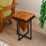AURA Solid Sheesham Wood End Table - 3 Years Warranty