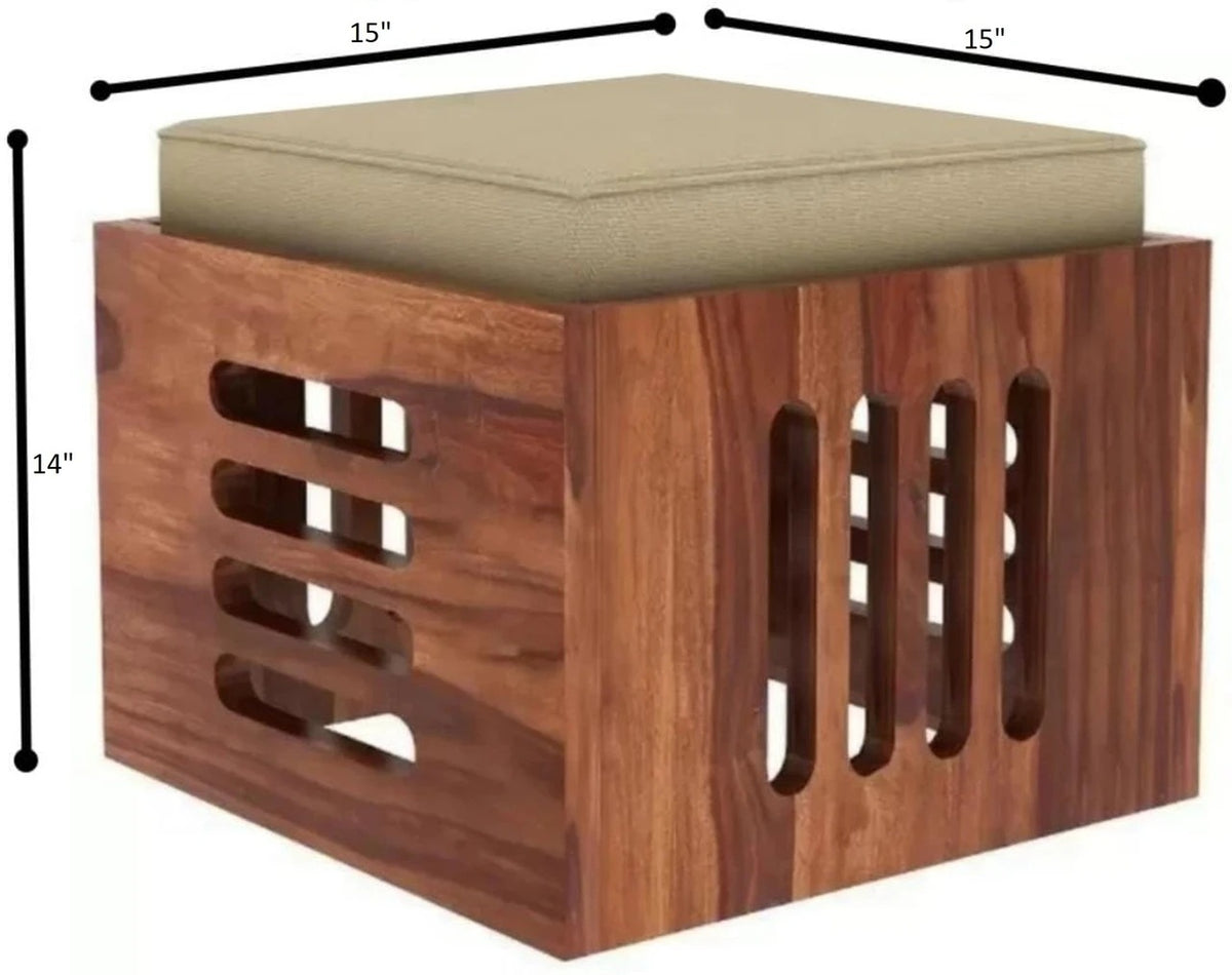 Cairo Solid Sheesham Wood Coffee Table With 4 Stools - 3 Years Warranty