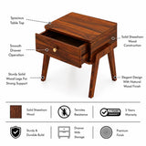 Lyon Solid Sheesham Wood Bedside Table With One Drawer - 3 Years Warranty