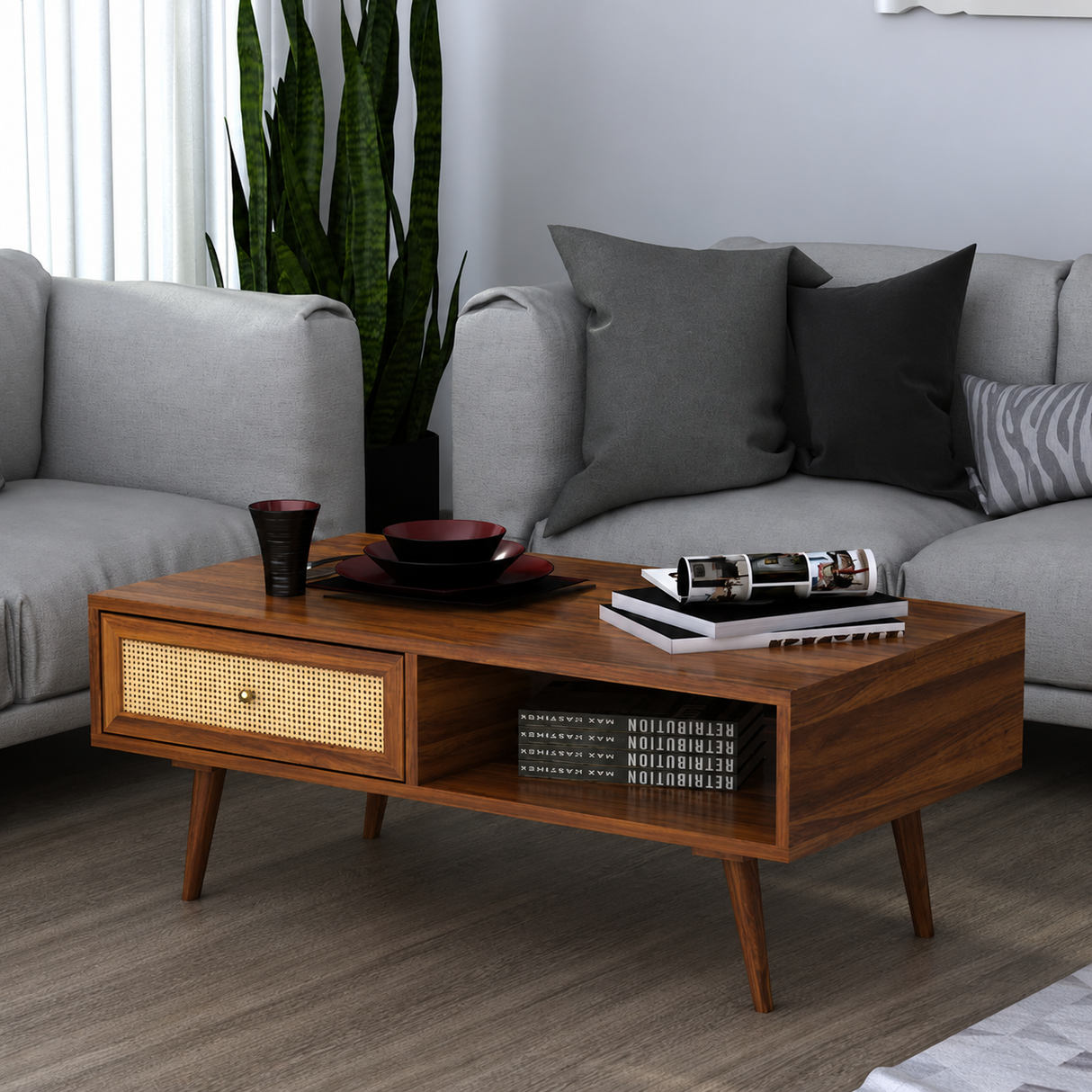 Syrus Solid Sheesham Wood Coffee Table With Drawer Storage - 3 Years Warranty