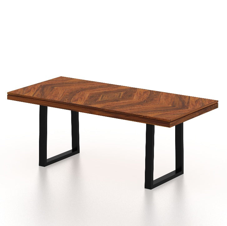 Wave Solid Sheesham Wood 6 Seater Dining Table - 3 Years Warranty