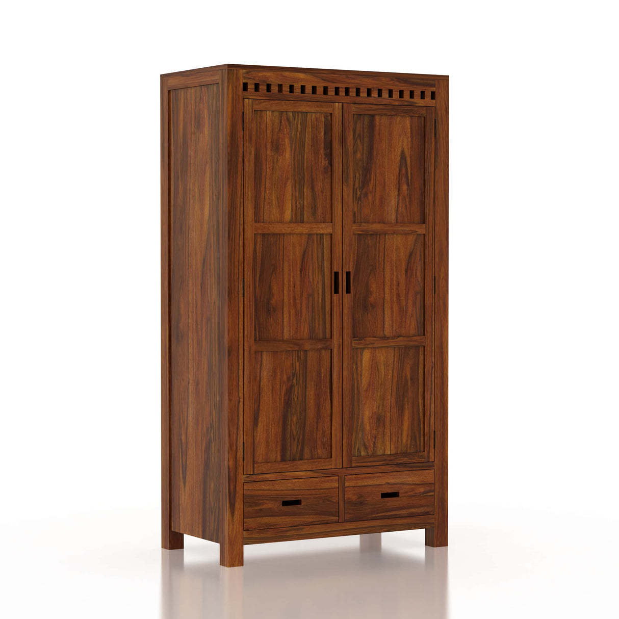 Armania Solid Sheesham Wood 2 door Wardrobe/Almirah - 3 years Warranty