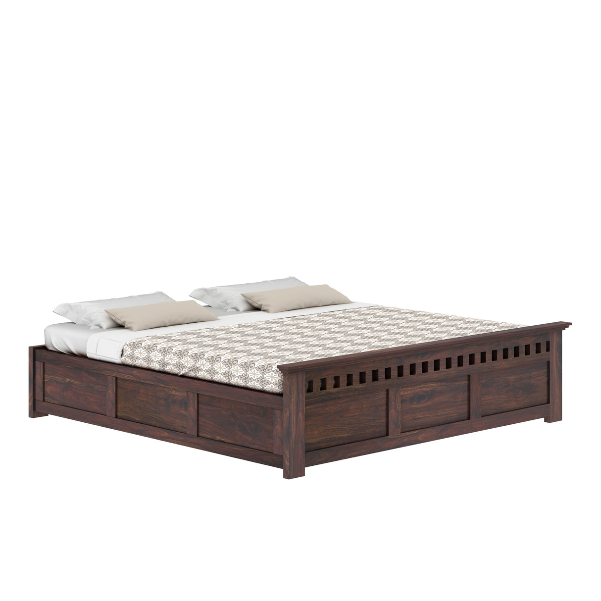 Armania Solid Sheesham Wood Bed With Box Storage Without Headboard - 1 Year Warranty