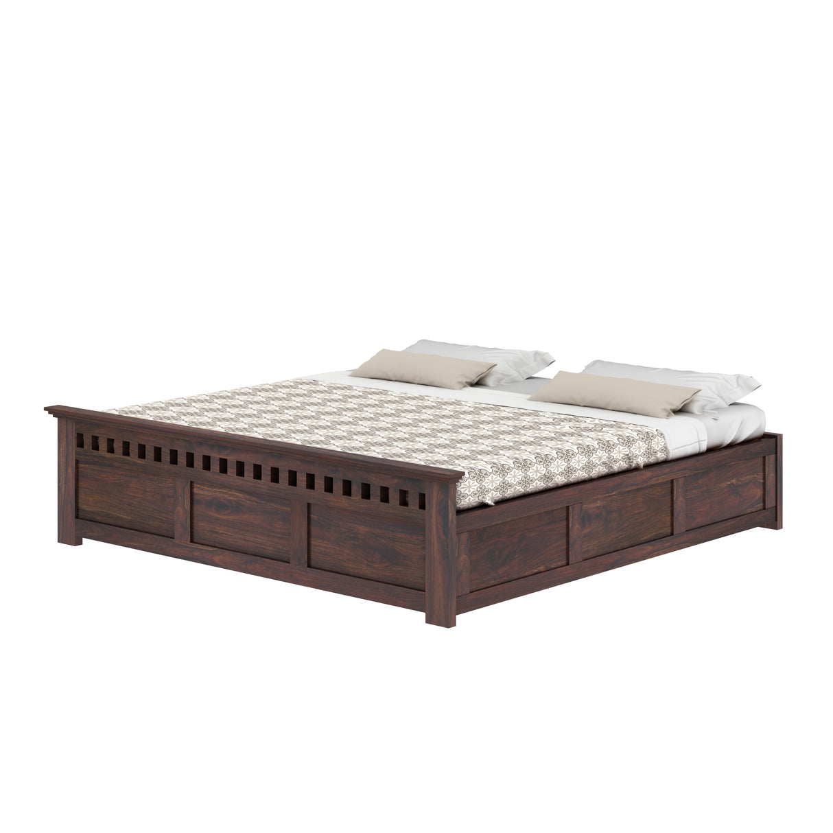 Armania Solid Sheesham Wood Bed With Box Storage Without Headboard - 1 Year Warranty