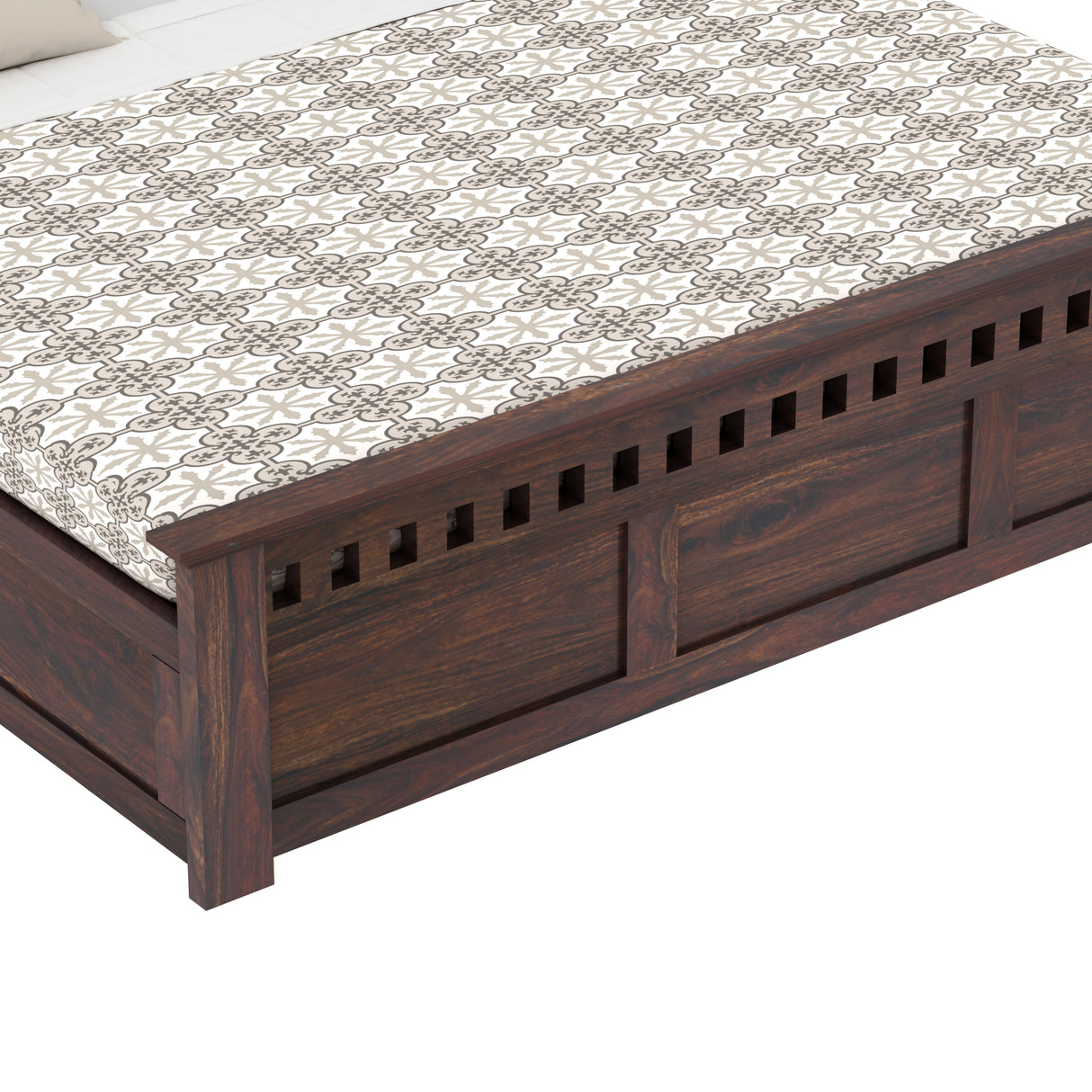 Armania Solid Sheesham Wood Bed With Box Storage Without Headboard - 1 Year Warranty