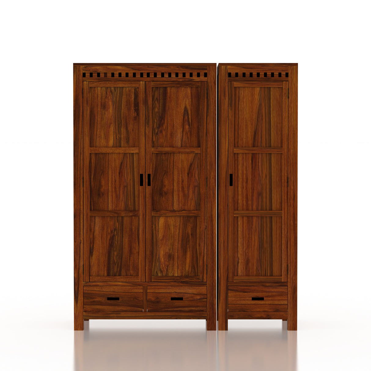Armania Solid Sheesham Wood Dual Wardrobe/Almirah - 3 Years Warranty