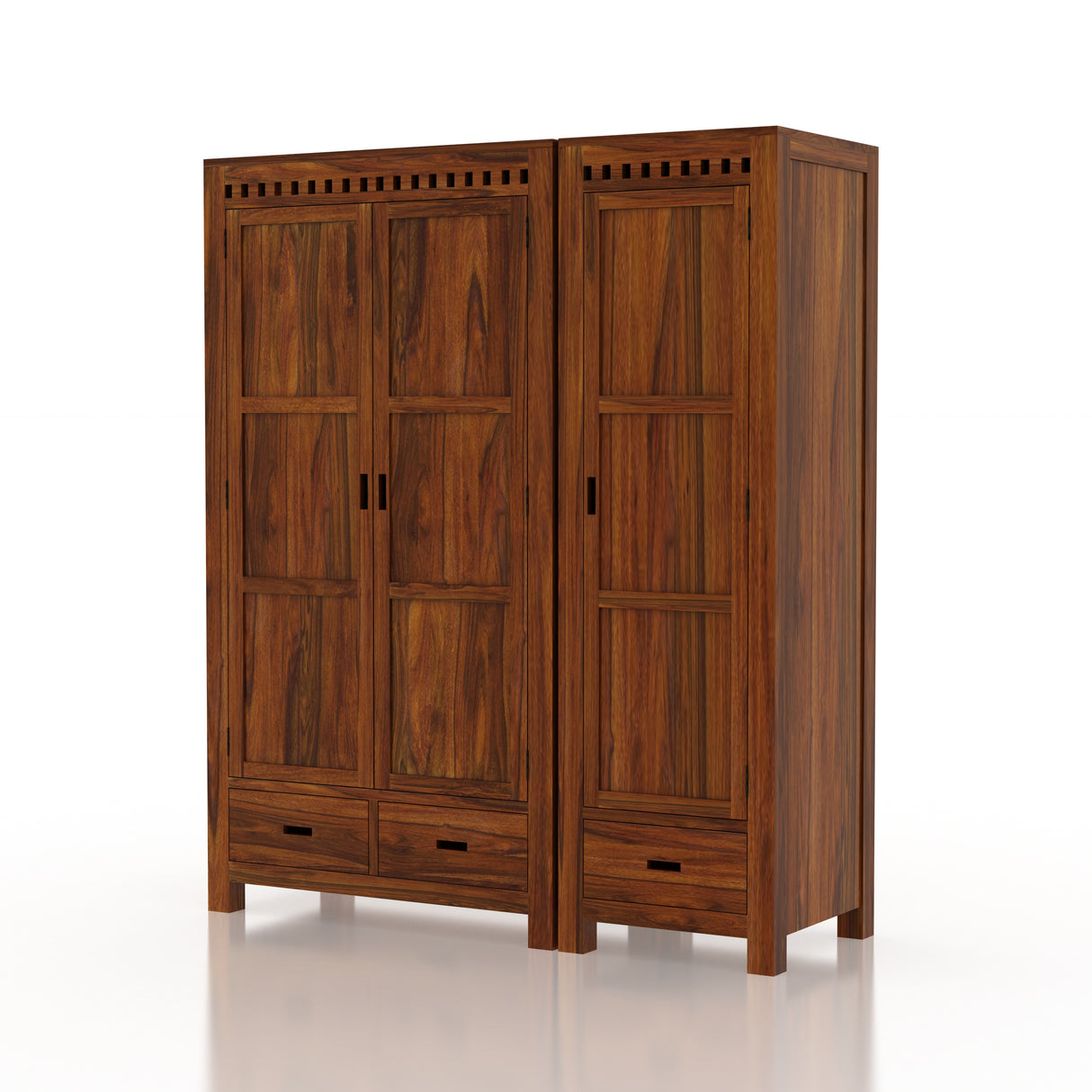 Armania Solid Sheesham Wood Dual Wardrobe/Almirah - 3 Years Warranty
