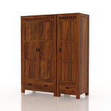 Armania Solid Sheesham Wood Dual Wardrobe/Almirah - 3 Years Warranty