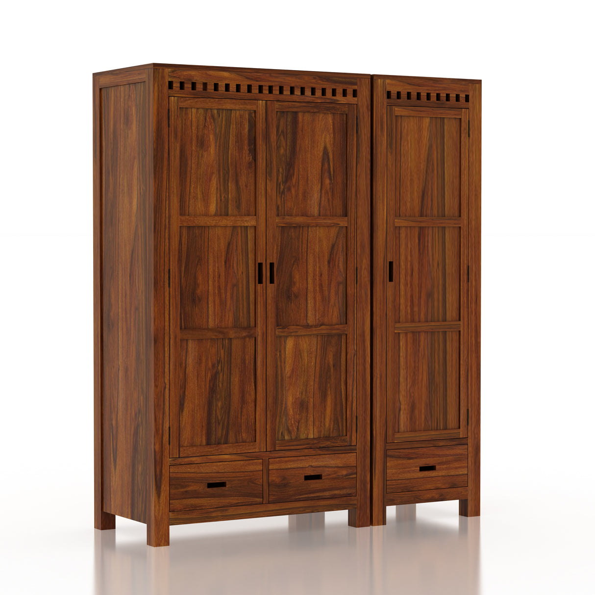 Armania Solid Sheesham Wood Dual Wardrobe/Almirah - 3 Years Warranty