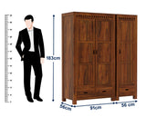 Armania Solid Sheesham Wood Dual Wardrobe/Almirah - 3 Years Warranty