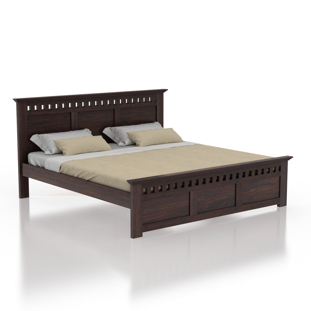 Armania Solid Sheesham Wood Bed Without Storage - 3 Years Warranty