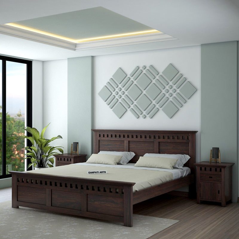 Armania Solid Sheesham Wood Bed Without Storage - 3 Years Warranty