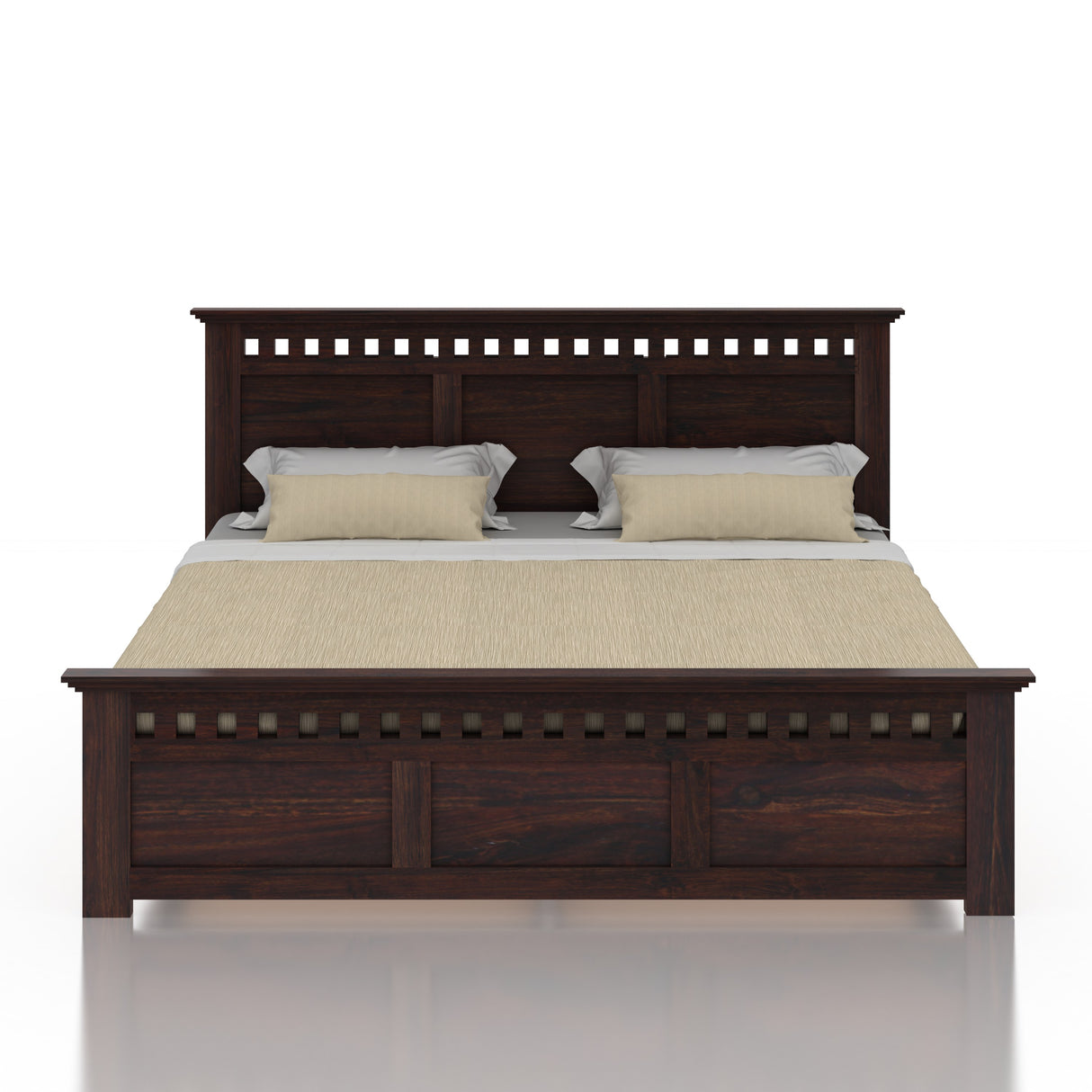 Armania Solid Sheesham Wood Bed Without Storage - 3 Years Warranty