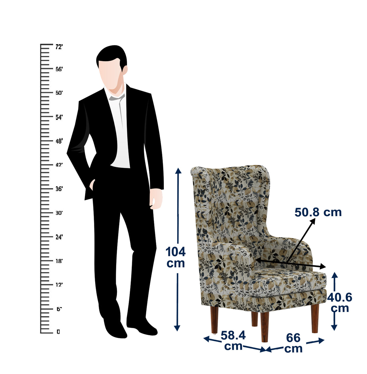 Goa Wing/Relax Sofa Chair With Wooden Legs - 1 Years Warranty