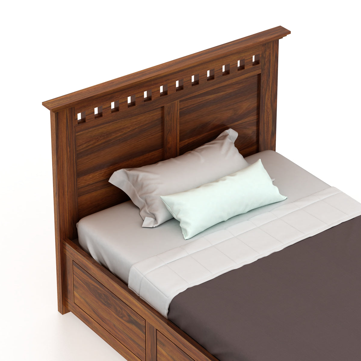 Armania Solid Sheesham Wood 4 Feet Bed With Box Storage - 3 Years Warranty