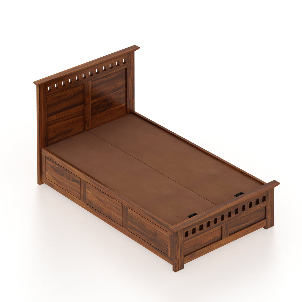 Armania Solid Sheesham Wood 4 Feet Bed With Box Storage - 3 Years Warranty