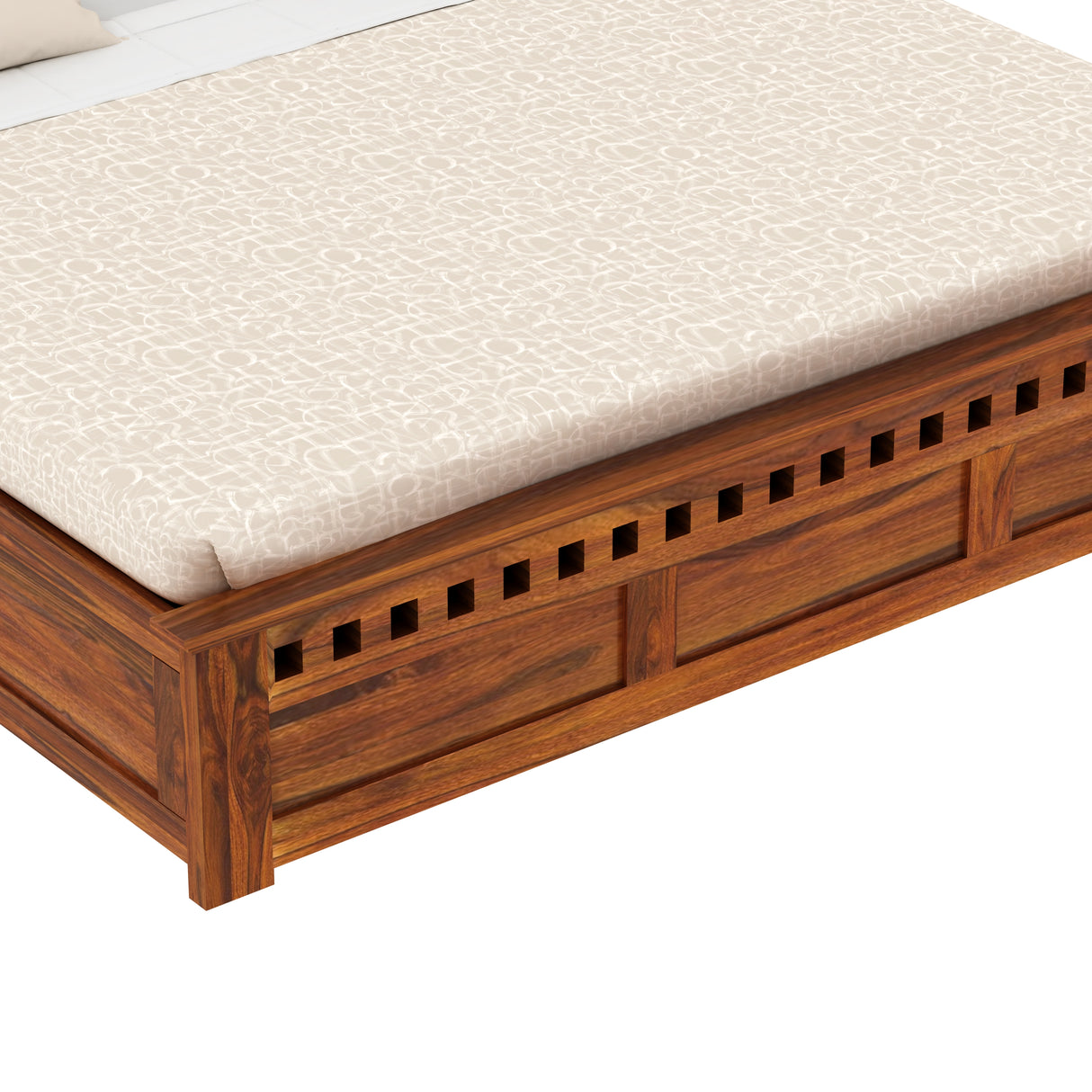 Armania Solid Sheesham Wood Bed With Box Storage Without Headboard - 1 Year Warranty