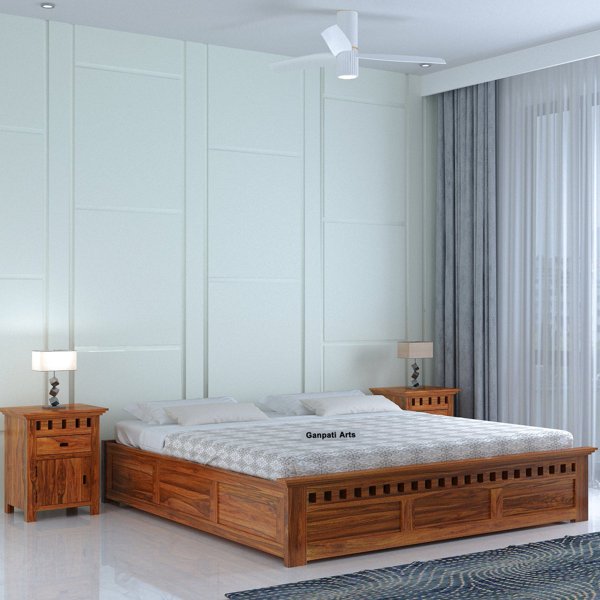 Armania Solid Sheesham Wood Bed With Box Storage Without Headboard - 3 years Warranty