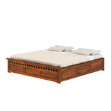 Armania Solid Sheesham Wood Bed With Box Storage Without Headboard - 1 Year Warranty