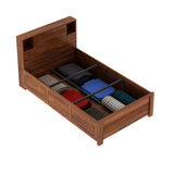 Maharaja Groove Solid Sheesham Wood 4 Feet Bed With Box Storage - 3 years Warranty