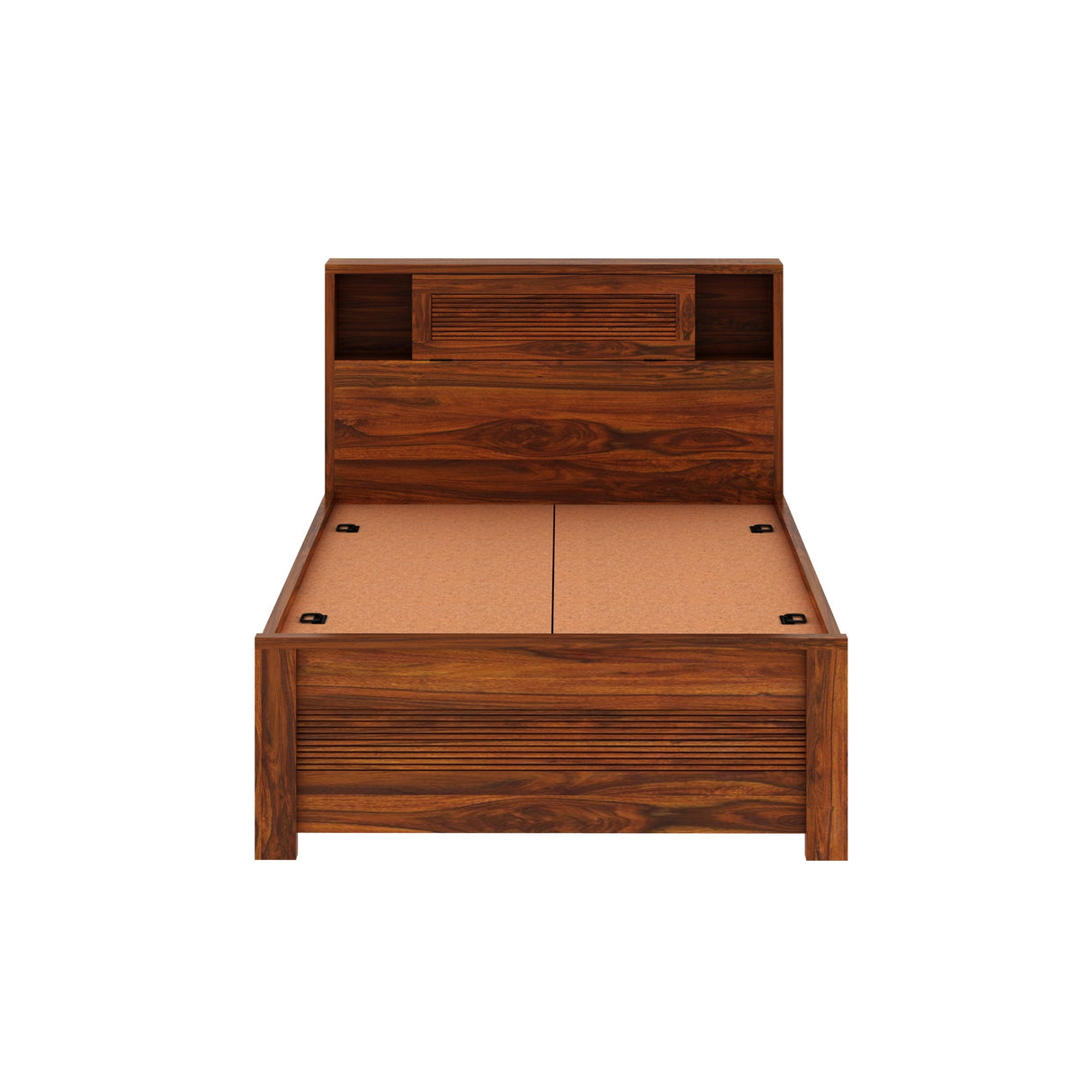 Maharaja Groove Solid Sheesham Wood 4 Feet Bed With Box Storage - 3 years Warranty