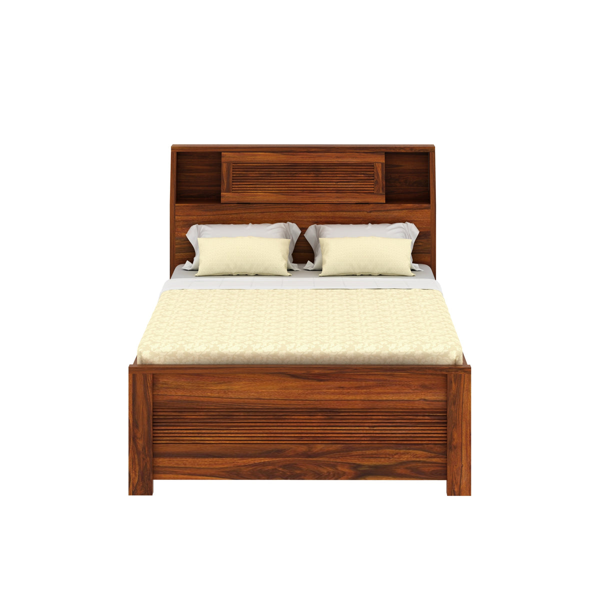 Marine Groove Solid Sheesham Wood 4 Feet Bed With Box Storage(BIG HEADREST)- 3 years Warranty