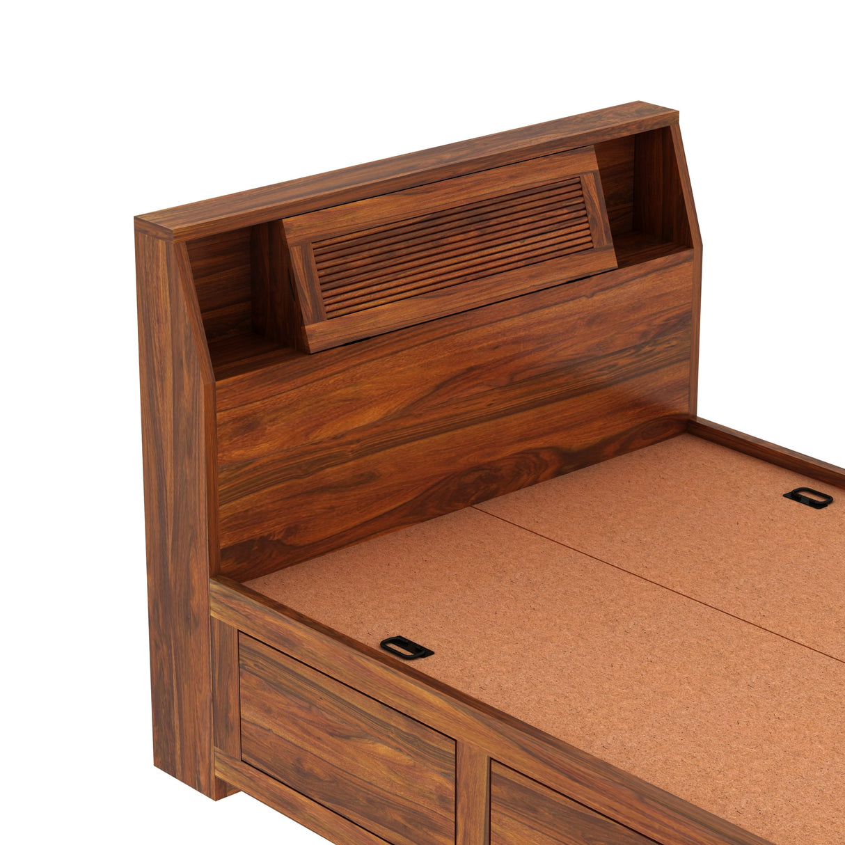 Marine Groove Solid Sheesham Wood 4 Feet Bed With Box Storage(BIG HEADREST)- 3 years Warranty