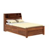 Marine Groove Solid Sheesham Wood 4 Feet Bed With Box Storage(BIG HEADREST)- 3 years Warranty