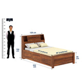Marine Groove Solid Sheesham Wood 4 Feet Bed With Box Storage(BIG HEADREST)- 3 years Warranty